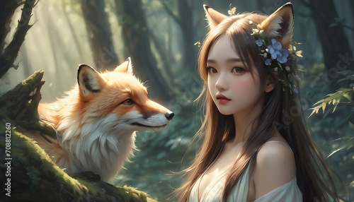 woman with fox
