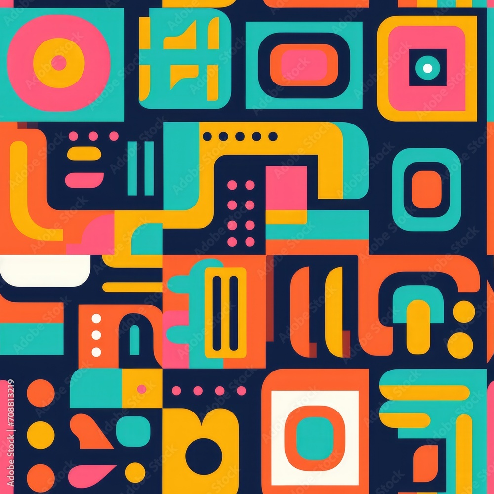flat retro geometric multicolored pattern. Retro background 1970s 1980s flat retro geometric multicolored pattern. Retro background 1970s 1980s