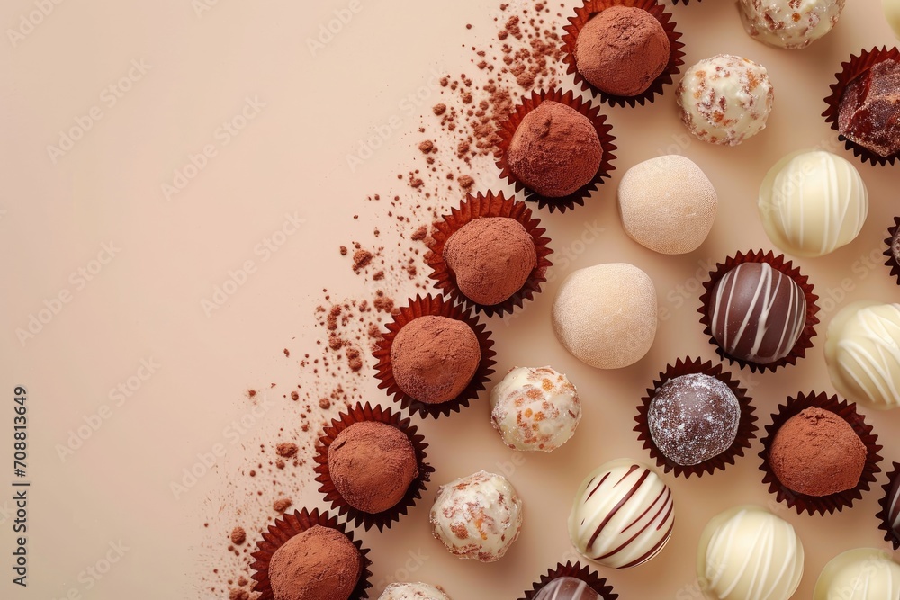 Artistic Delight - Round Chocolate with Abstract Line Texture - Top View Artistic Delight - Round Chocolate with Abstract Line Texture - Top View