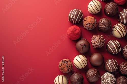 Artistic Delight - Round Chocolate with Abstract Line Texture - Top View