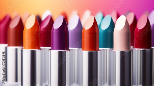 Colorful Lipsticks in Vibrant Background