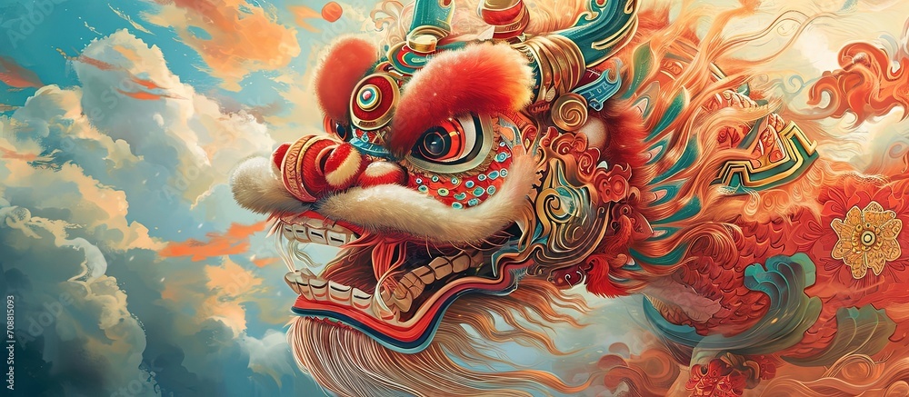 Obraz premium Chinese new year card with dragon