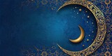 Blue Ramadan card with golden moon