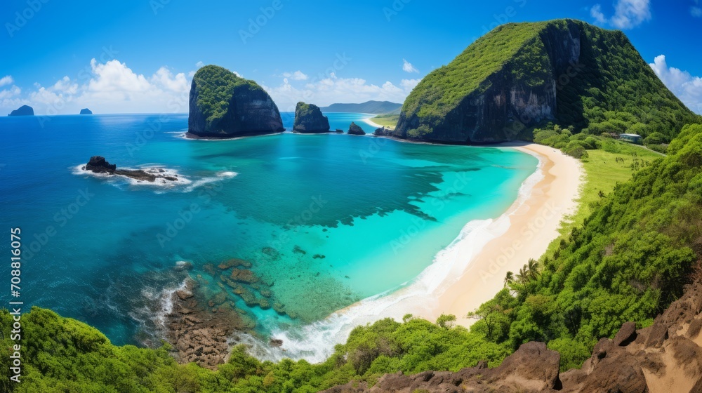 Serene Tropical Beach Paradise with Lush Greenery Serene Tropical Beach Paradise with Lush Greenery