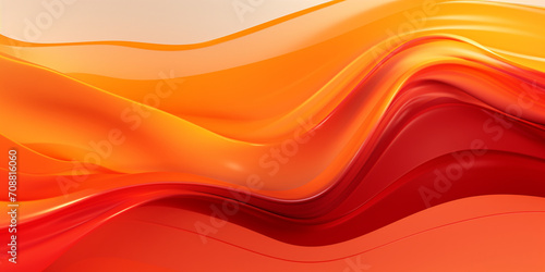 3d render of abstract background with smooth wavy lines in orange colors. 