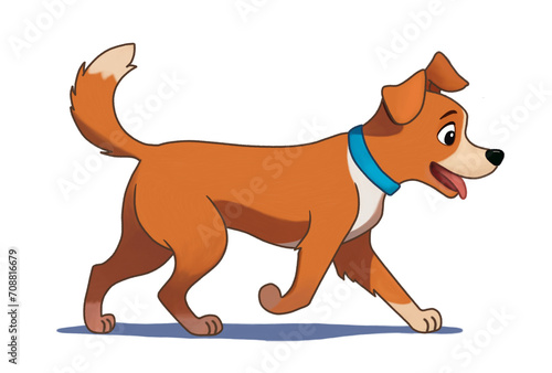 illustration of an orange and beige dog walking with happy expression  sticking out his tongue  cute pet  sketch design for doggy.