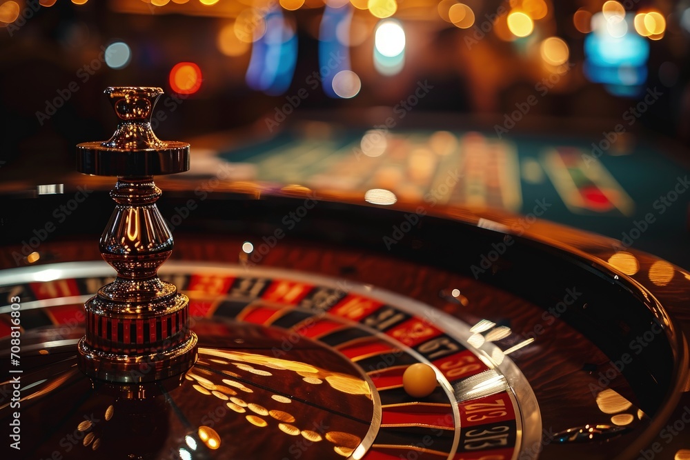 Roulette on a casino betting table with cards and chips Roulette on a casino betting table with cards and chips