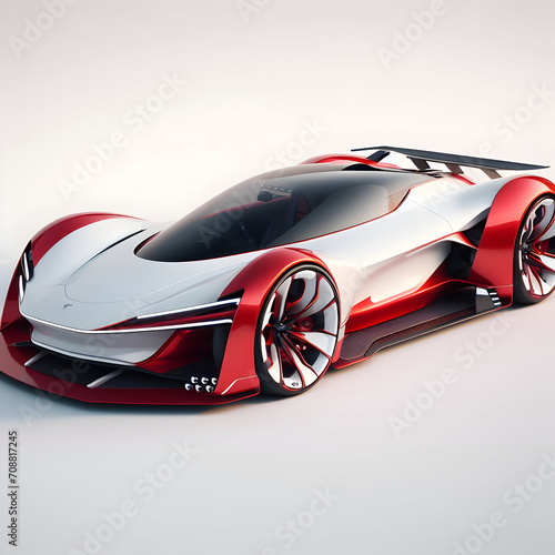 3D Car On White Background Generated With Ai 