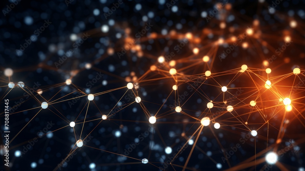 custom made wallpaper toronto digitalAbstract digital connectivity with orange network nodes and lines on a dark background, representing communication technology