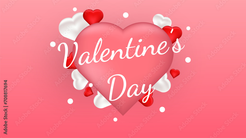 Free photo cute valentines day background with hearts and greeting message