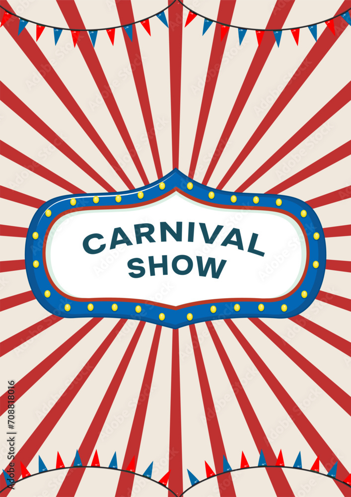 Vintage Carnival Party Poster With simple Illustration of retro and vintage circus poster background