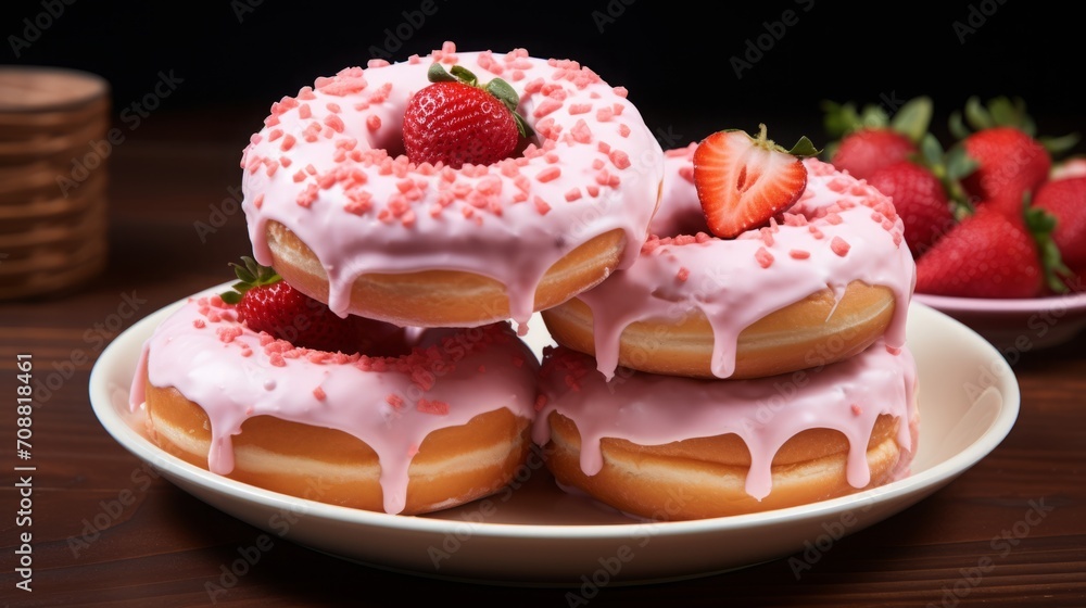 Strawberry Topped Bundt Donut with Creamy Icing Strawberry Topped Bundt Donut with Creamy Icing