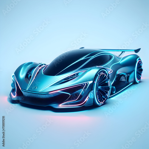 3D Car On White Background Generated With Ai 