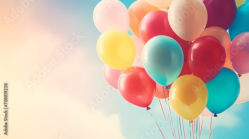 Party balloons  birthday decoration background  anniversary  wedding  holiday with space for text