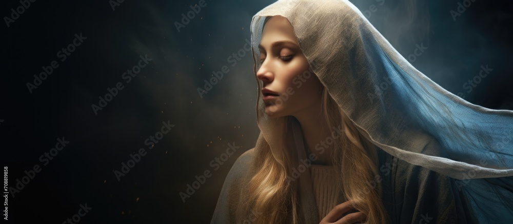 Virgin Mary depicted in a stunning stock photo.