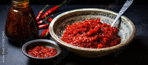 Korean spicy-sweet condiment made from fermented red chili paste.
