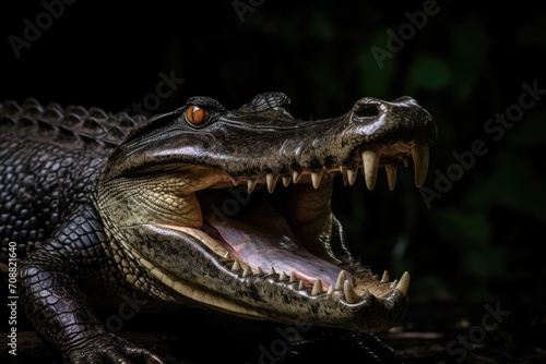 Fierce Alligator Displaying Its Teeth in the Wild © KirKam