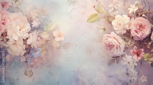 Obraz pastel vintage flower background illustration romantic elegant, nostalgic feminine, botanical rustic pastel vintage flower background