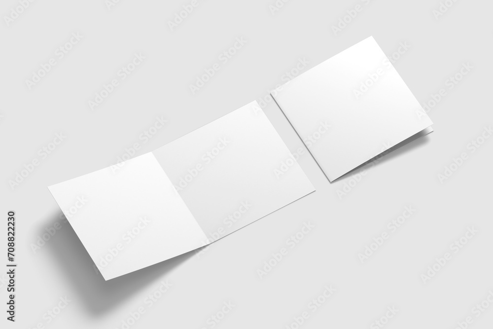 Square Bifold Brochure Mockup 3d Rendering Square Bifold Brochure Mockup 3d Rendering