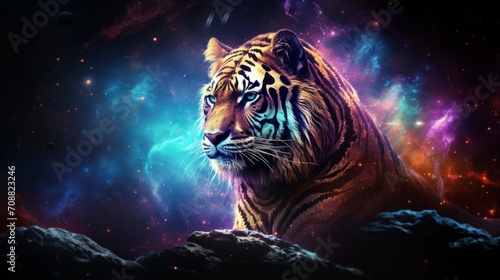 Galactic Tiger prowls through a cosmic dreamscape