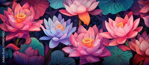 Lotus pattern for digital textile printing.