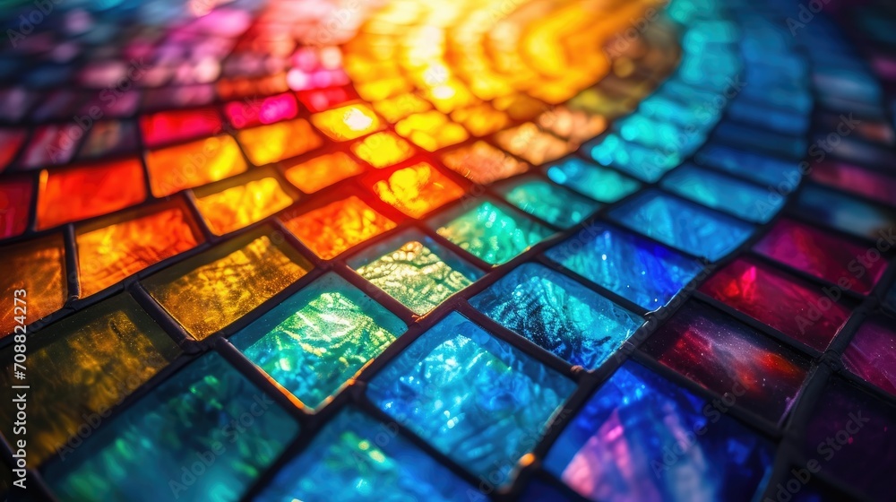 Stained glass window background with colorful abstract. - obrazy, fototapety, plakaty 