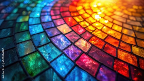 Stained glass window background with colorful abstract.