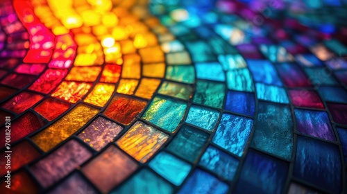 Stained glass window background with colorful abstract.