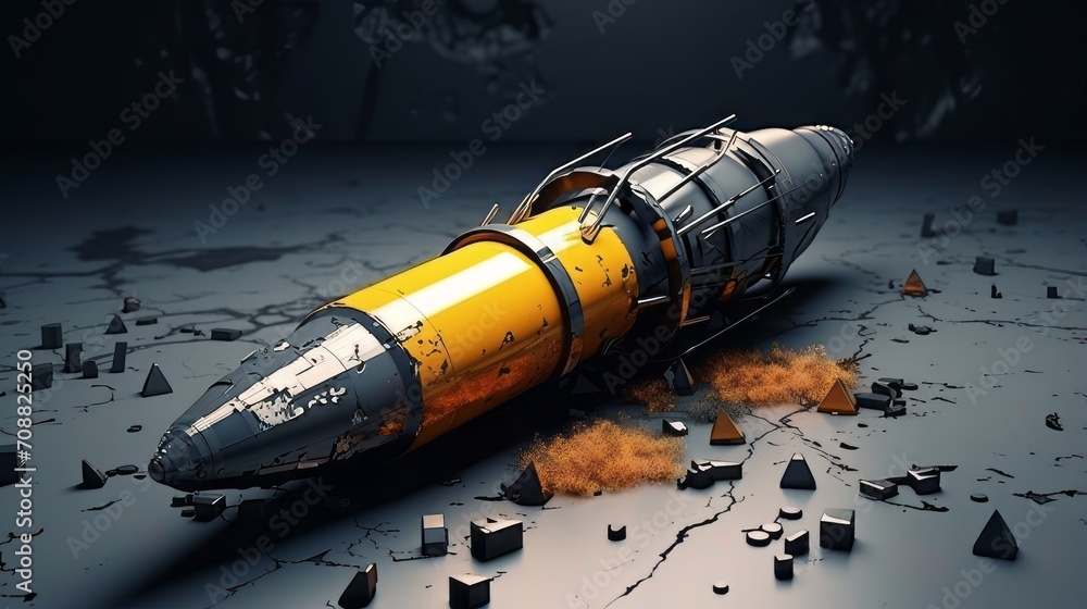 Nuclear disarmament concept with broken missile