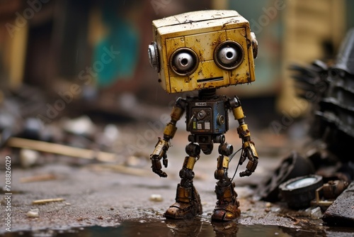 A toy robot lost in the ruins of the Chernobyl exclusion zone