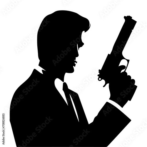 a minimalist man with gun vector silhouette, a man hold a gun vector 