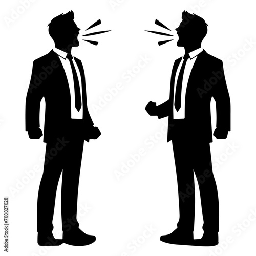 minimal Angry business man vector silhouette, black color silhouette