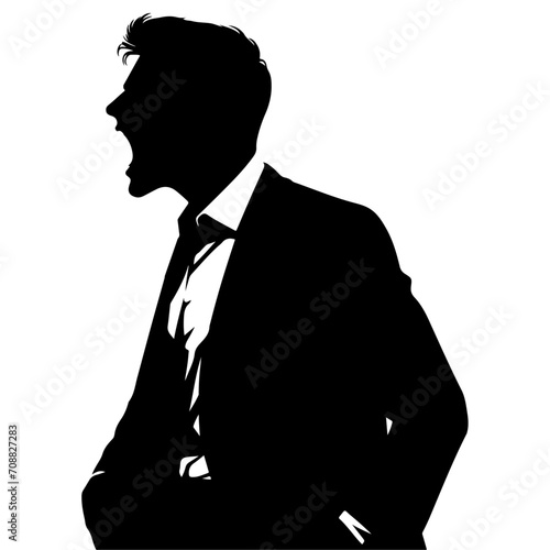 Obraz na płótnie minimal Angry business man vector silhouette, black color silhouette w salonie