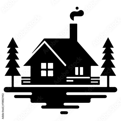 minimal hut icon vector silhouette, a hut icon black color silhouette