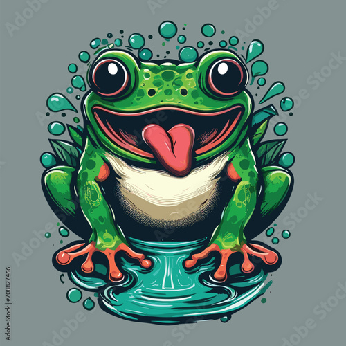 Cute Funny frog with water drop, Frogs Love cute file eps vector Design suitable element for unique Frogs T shirt, hoodie, clipart poster, batch, banner sticker and fashion multiuse photo