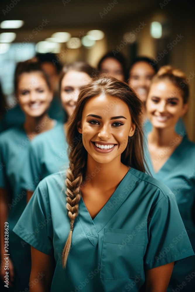 Confident female healthcare professionals in scrubs