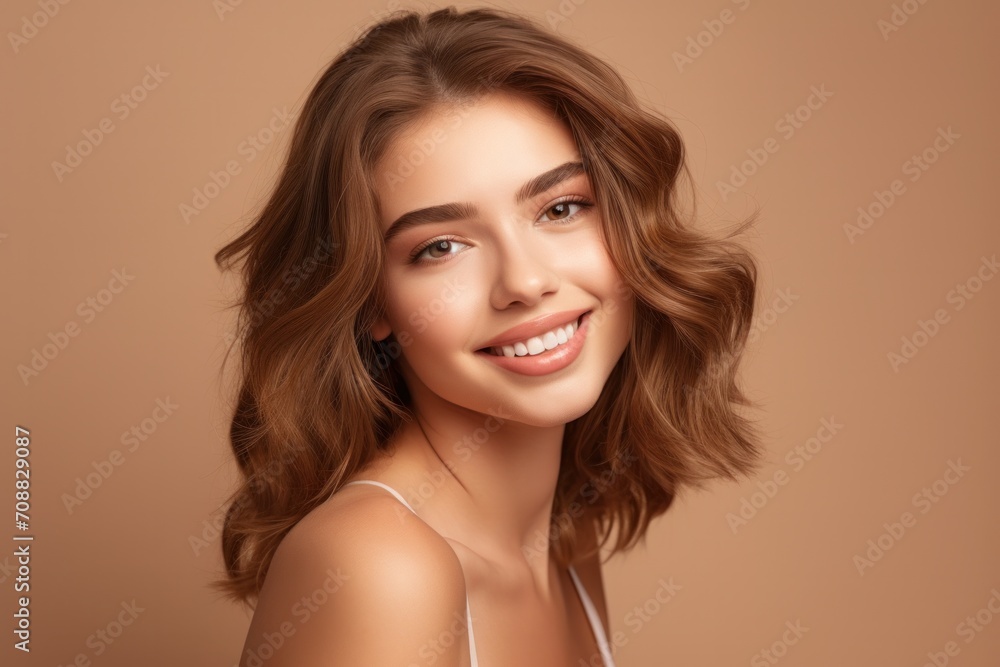Close-up portrait of yong woman casual portrait of aucasian Asian, african american portrait woman on pastel background , Generative AI Close-up portrait of yong woman casual portrait of aucasian Asian, african american portrait woman on pastel background , Generative AI