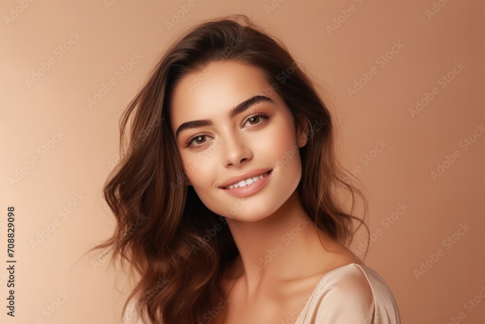 Close-up portrait of yong woman casual portrait of aucasian Asian, african american portrait woman on pastel background , Generative AI Close-up portrait of yong woman casual portrait of aucasian Asian, african american portrait woman on pastel background , Generative AI
