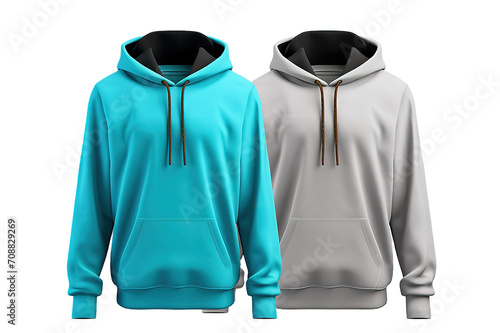 Blank oversized hooded sweatshirt mockup, 3d rendering, 3d illustration isolated on a Transparent background. Generative AI