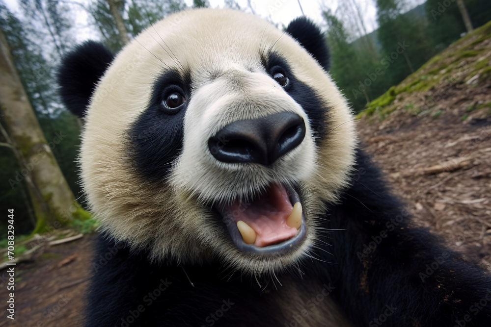 Obraz premium a panda takes a selfie