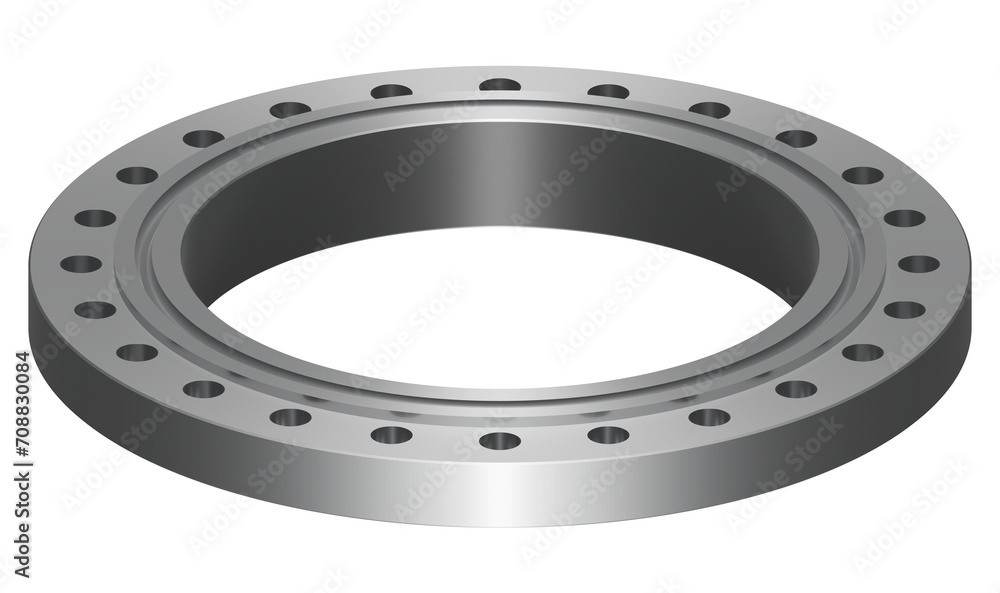 Steel flange with groove. Machine parts. 3D rendering Steel flange with groove. Machine parts. 3D rendering
