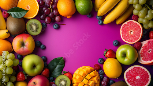 Colorful Fruit Medley on Magenta Surface