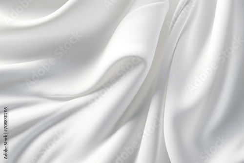 White satin, linen textiles, jeans fabric curves wave lines background texture for web design , banner , business concept. Generative AI