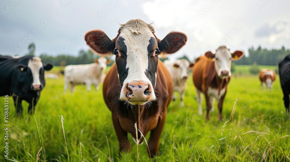 Farm and cows, cow milk, production at the farm