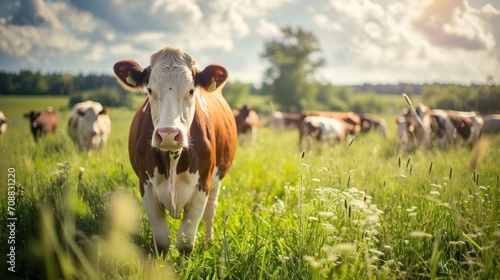 Farm and cows, cow milk, production at the farm