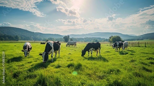 Farm and cows, cow milk, production at the farm photo
