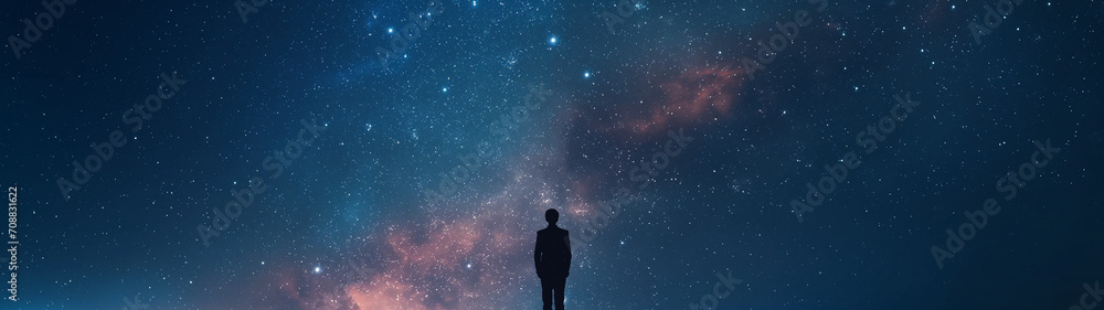 The stars in the night sky symbolize the vastness of the cosmos and the potential of future society, while the space industry, through innovation and progress, is pioneering our journey into the unive