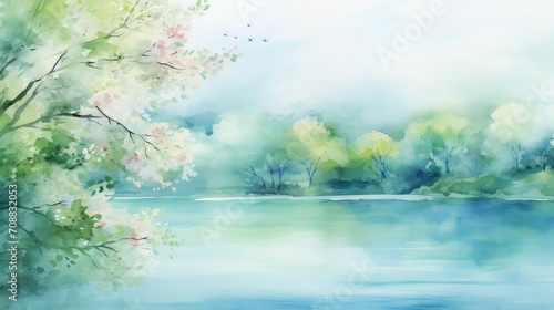 vibrant watercolor spring background illustration nature flowers, fresh colorful, painting soft vibrant watercolor spring background