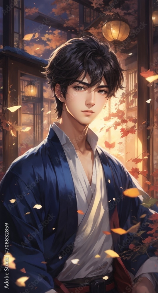 Obraz premium Illustration of Japanese boy anime style, Generative AI