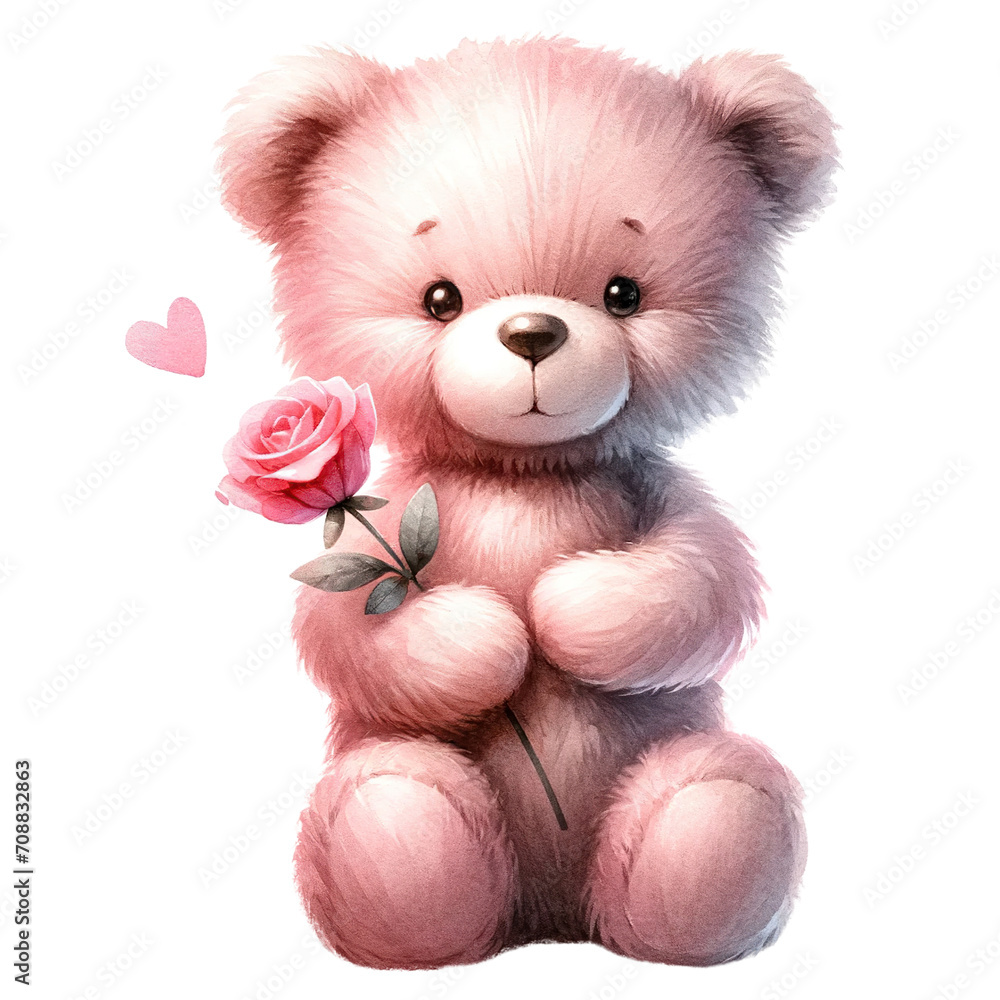 Cute Bear Pink Flower Valentine's Day Clip art